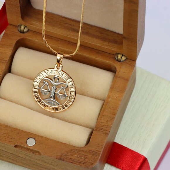 "Rose Gold Libra Zodiac Pendant with Delicate Scales Symbol Design, XPPT1451 - Picture 10 of 13